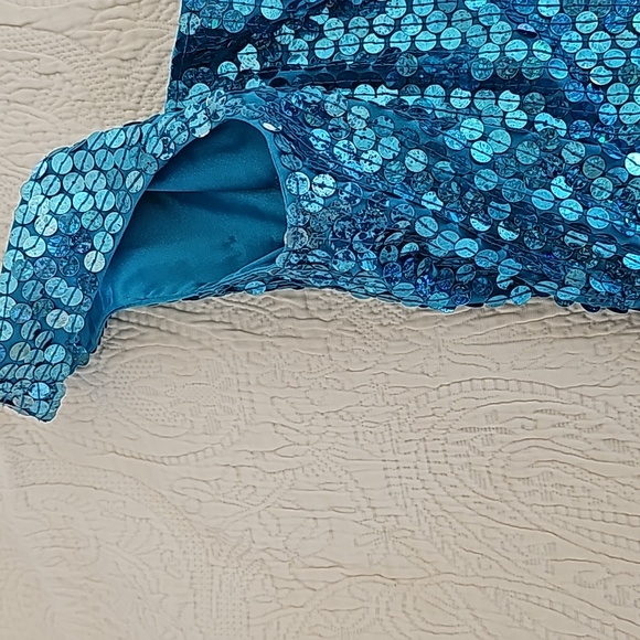 Adrianna Papell evening  turquoise Blue Sequin Mini Dress size  8 - Picture 4 of 16